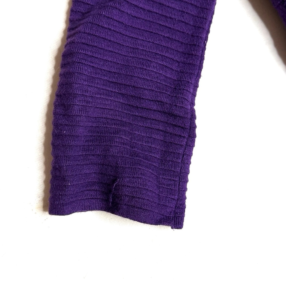 Karen Millen Purple and Black Ribbed Knit Dress Ruffle Hem Midi Size 1 Flawed - Picture 6 of 8